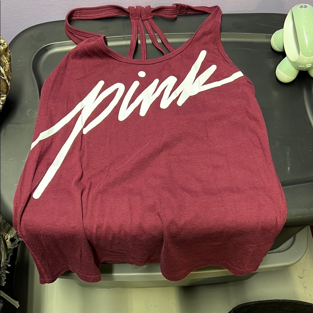 PINK Victoria's Secret Maroon Women's Tank Top